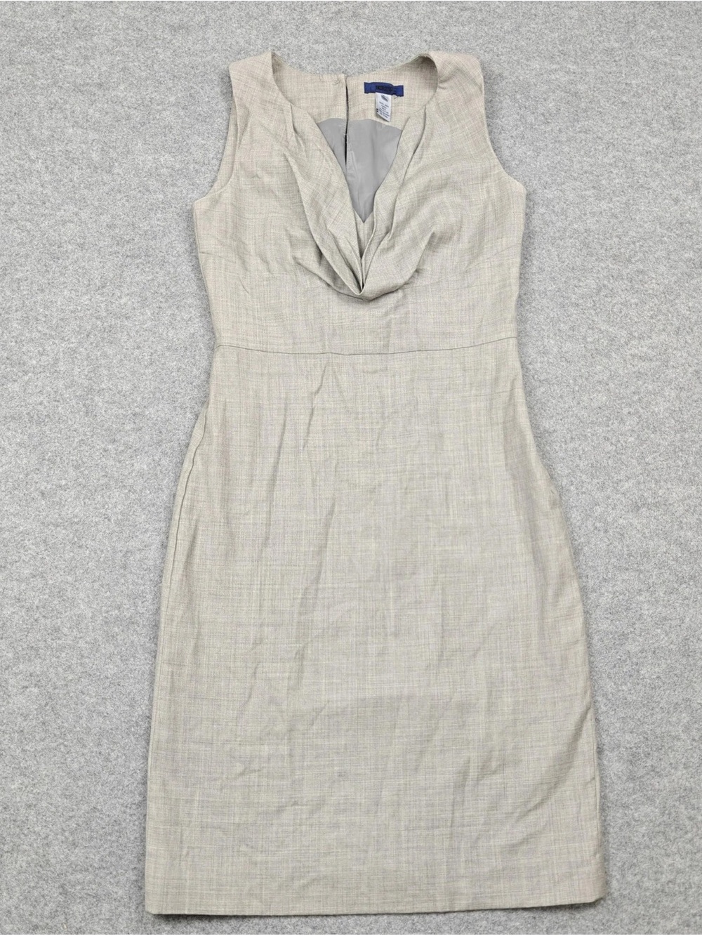 Talbots Sleeveless Cowl Neck Sheath Dress in Light Beige